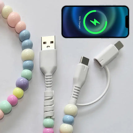 60W PD3.0 Charging Cable for IPhone Fast Data Sync Beads Phone Cable 480 Mbps USB 8-pin Charging Cable For All Phones