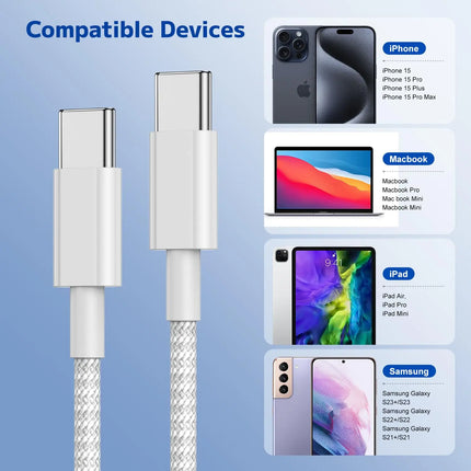60W USB C to USB C Charging Cable Cord Long for iPhone 16 15/16 15Plus/16 15Pro/16 15Pro Max, iPad Pro/Air/Mini, Galaxy