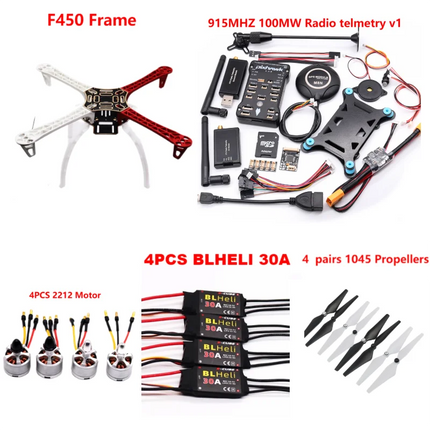 PixHawk2.4.8 Flight Control F450 Drone Kit Ardupilot 100MW Radio Telemetry Quadcopter BLHELI 30A 2212 Motor ESC Landing Gear