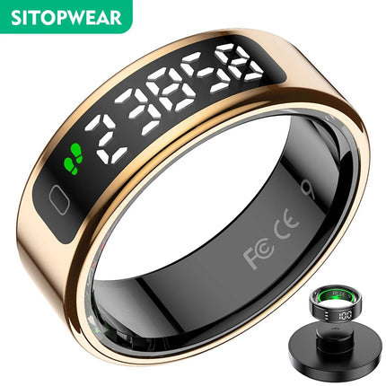 SITOPWEAR 2025 Smart Ring With Display,Men Women Couple Smartring,Heart Rate Monitor,Sleep Step Sport Tracker Smart Praise Ring