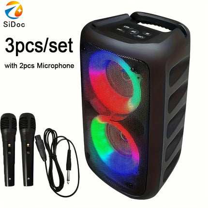 Karaoke Radio FM Bluetooth Speaker Portable Wireless With Microphone Lamp Machine Caixa De Som Sound Box Music Subwoofer LED TWS