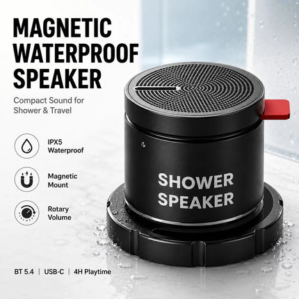 Magnetic Bluetooth Speaker Waterproof Mini Wireless Stereo Bass Stainless Steel Portable Loudspeaker For Bathroom Fridge Outdoor