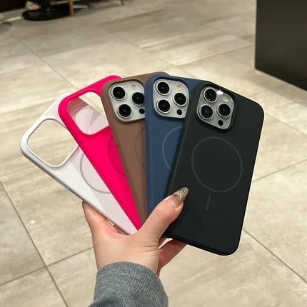 Liquid Silicone Phone Case For iPhone 11 12 13 14 15 16 17 Pro Max Plus Air Magnetic Wireless Charger Shockproof Bumper Cover