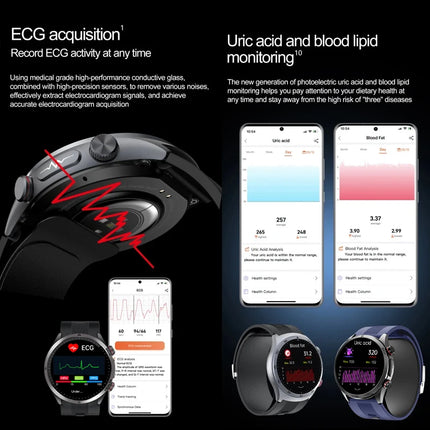 Sapphire Glass AMOLED Blood Pressure Smart Watches ECG Blood Oxygen Blood Pressure Air Pump Sport Health Tracking Smartwatch NFC