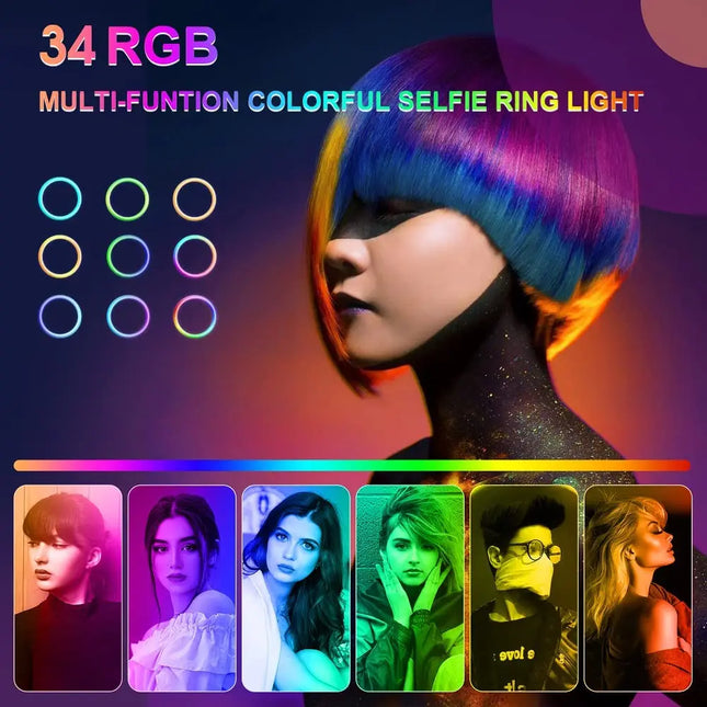 RGB Ring Light Lamp Ring Round With Remote Control For Smartphone Mobile Led Video Light Ring Make Live Photographic Lighting