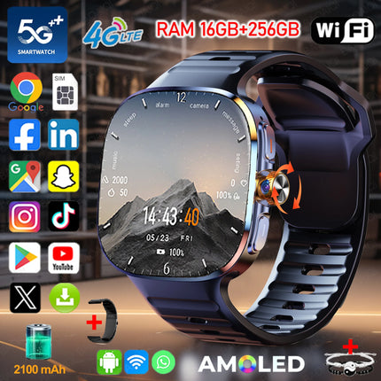 2.40 inch Larger Screen 4G/5G Smartwatch With 190° Rotary Camera GPS Position WIFI Connect App Download Android 10.0 Smart Watch