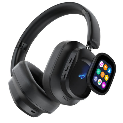 Smart AI Translator Headphones Hybrid Active Noise Cancelling Wireless With Magnetic Touch Control LED Display Screen