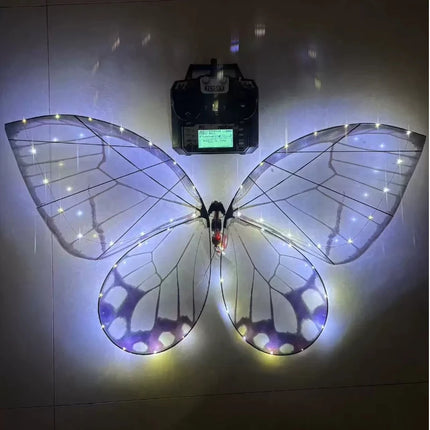 Flysky RC Butterfly Drone Bionic Flying Insect Toy with LED Light & Colorful Wings Remote Control Drone for Wedding Proposal