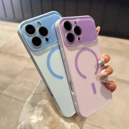 Luxury Lens Glass Protect Frosted For Magsafe Phone Case For iPhone 17 Air 16 15 14 13 12 Pro Max Magnetic Wireless Charge Cover