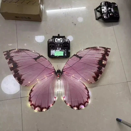 Flysky RC Butterfly Drone Bionic Flying Insect Toy with LED Light & Colorful Wings Remote Control Drone for Wedding Proposal