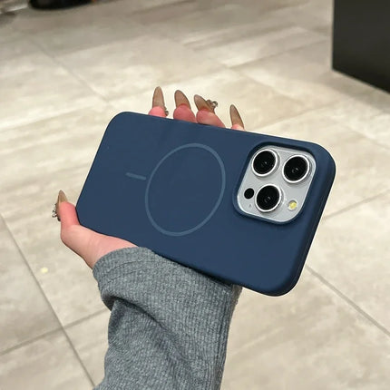 Liquid Silicone Phone Case For iPhone 11 12 13 14 15 16 17 Pro Max Plus Air Magnetic Wireless Charger Shockproof Bumper Cover