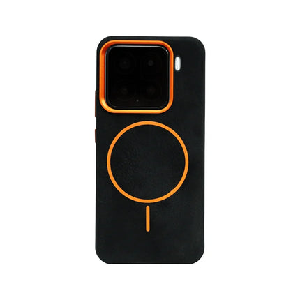 Alloy Lens Flocking Lining Magnetic Phone Case For Xiaomi Mi 15 Pro Mi 14 Magnetic PU Leather Texture Wireless Charging Cover