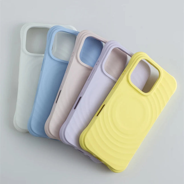 Solid Color Liquid Silicone for MagSafe Case for iphone 17 17Pro Max 16 Pro 15 14 13 12 Water Ripple Wireless Charging Cover