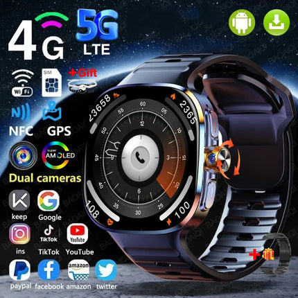 2.40 inch Larger Screen 4G/5G Smartwatch With 190° Rotary Camera GPS Position WIFI Connect App Download Android 10.0 Smart Watch