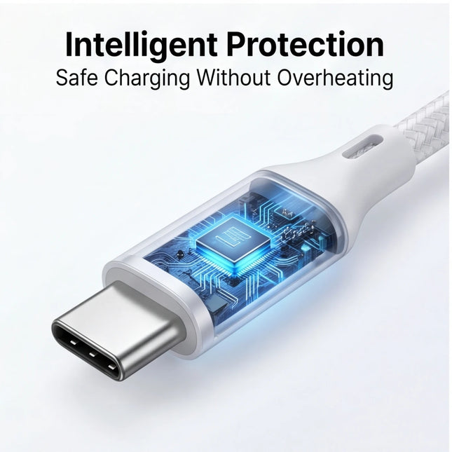 Premium Braided USB C to USB C Cable 60W, Anti-Tangle Fast Charging Cord, Durable Nylon Type C Charger for iPhone 15/16