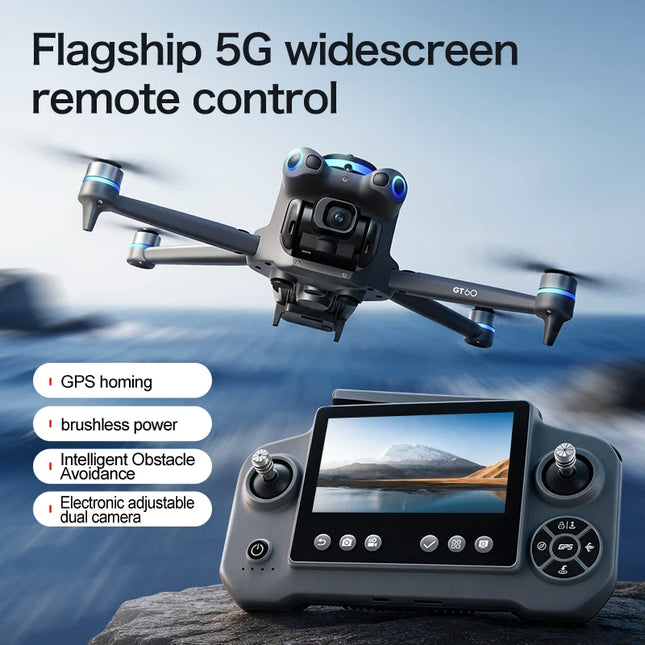 GT60 4K GPS Drone Professional with  4.5Inch Screen WiFi FPV Aerial Photography 360° Obstacle Avoidance Quadcopter Airdrop Toys