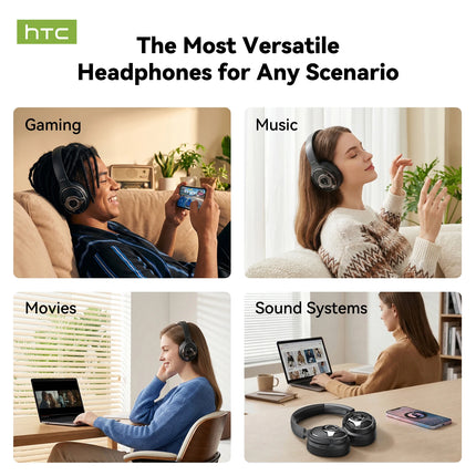 HTC HP09 Headphones Stereo Earphones Built-in Mic HiFi Bass Noise Isolating Headphones For Smartphone Computer Travel Work