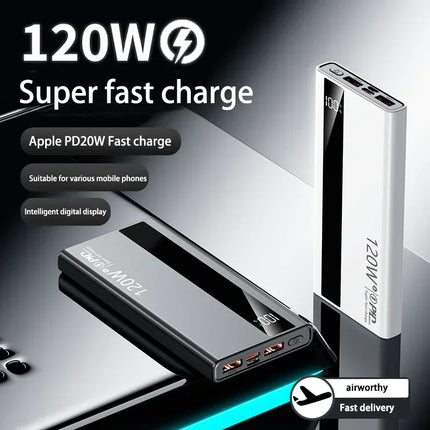 200000mAh Power Bank High Capacity 120W Super Fast Charging Portable External Battery Powerbank Universal For iPhone Huawei