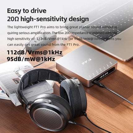 FiiO FT1 Pro Open-Back Planar Magnetic Wired HiFi Headphones for Home, Studio, Recording, High Sensitivity