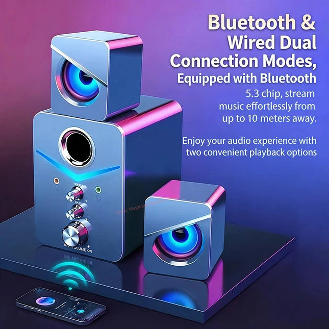Bluetooth Speaker Home Theater Sound Bass System Mini Speakers Desktop Computer MP3 Player Audio for PC Phone Subwoofer Soundbar