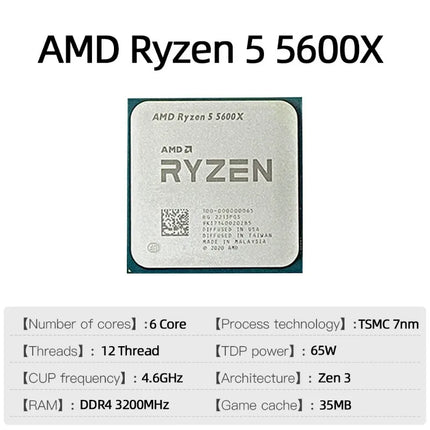 AMD Ryzen 5 5600X 4.6GHz Gaming CPU 6-Core 12-Thread AM4 Desktop Processor