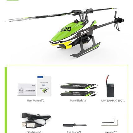 YuXiang F120 6 Channel 3D Stunt RC Helicopter Brushless Direct Drive RC Drone Hobby Aircraft