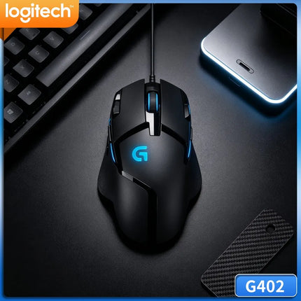 Logitech G402 Gaming Mouse 32‑Bit Built‑In Processor Anti‑Slip Hand Grips For Extended Online Game Playing Experience