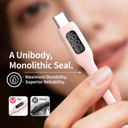60W USB-A to USB-C Fast Charging Cable  Flexible Pink Silicone Charger For iPhone 17/16/15 Pro/Max, iPad, AirPods Type-C Tablets