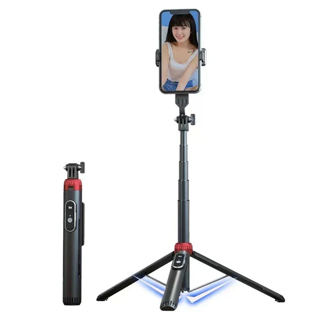 Selfie Stick Tripod 160CM Extendable Selfie Stick with Bluetooth Rechargable Remote Compatible with IPhone Android Phone, Camera