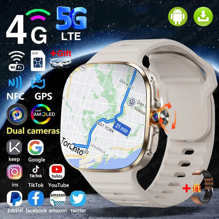 2.40 inch Larger Screen 4G/5G Smartwatch With 190° Rotary Camera GPS Position WIFI Connect App Download Android 10.0 Smart Watch