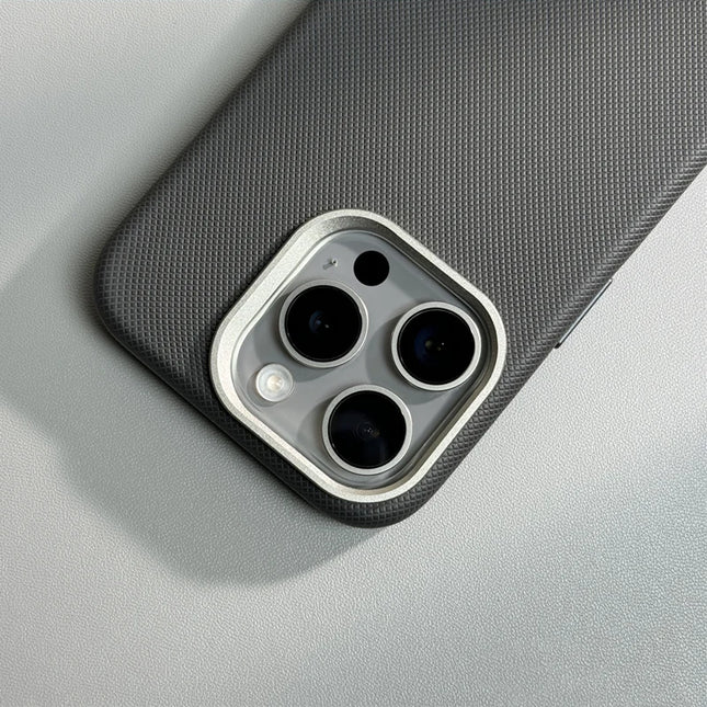 Alloy Lens Diamond Relief Leather Phone Case For iPhone 17 16Pro Max 16 15 14 Pro 13 Wireless Charging Magnetic Hard Armor Cover