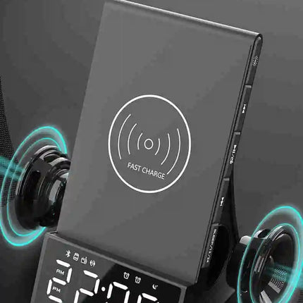 Multi-Functional Integrated Bluetooth Alarm Clock Home Bed Head Speaker Mobile Phone Holder Wireless Charger Radio