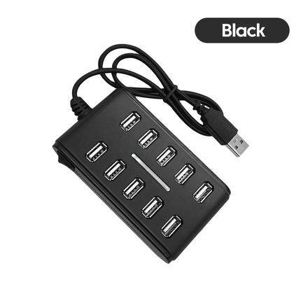 10-in-1 USB2.0 Hub Splitter Multi Usb Hub Individual Switch for Macbook Laptop Accessories Power Charging Station Adapter