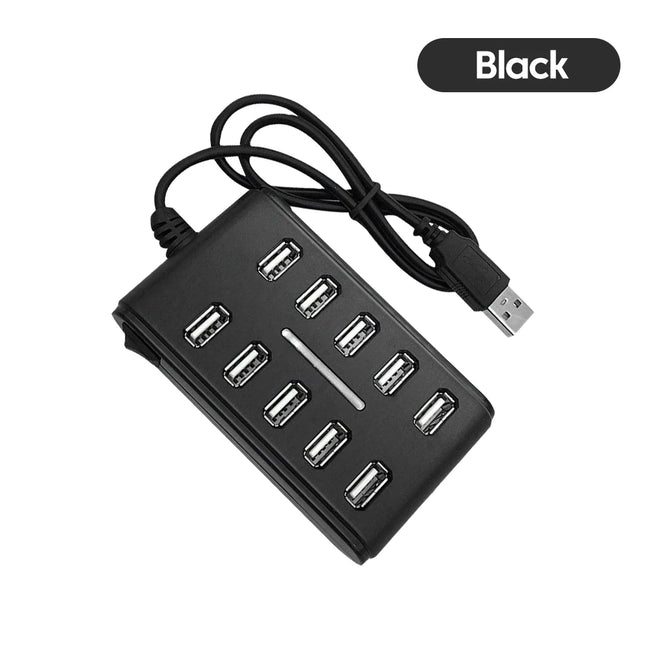 10-in-1 USB2.0 Hub Splitter Multi Usb Hub Individual Switch for Macbook Laptop Accessories Power Charging Station Adapter