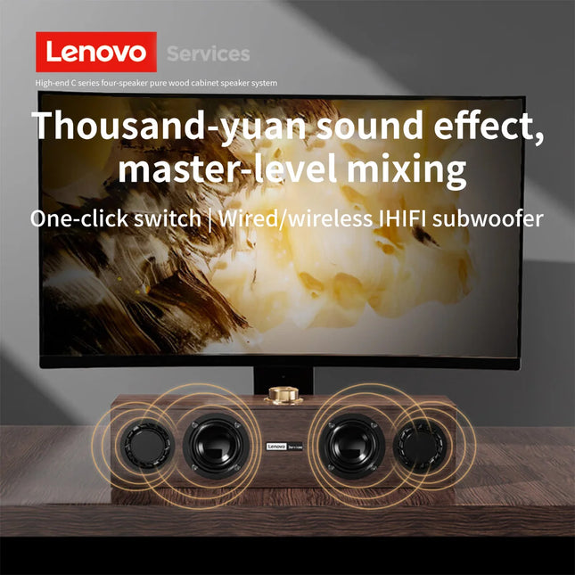Lenovo C02 multimedia speaker, Bluetooth speaker, wired/Bluetooth dual-mode speaker, retro speaker, universal for TV, computer, and mobile phone, subwoofer