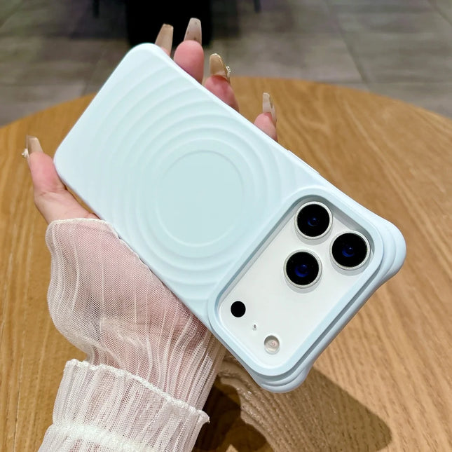 Luxury Wave Ripple Silicone For Magsafe Phone Case For iPhone 17 Air 16 15 14 13 Pro Max 17ProMax Magnetic Wireless Charge Cover