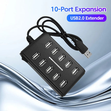 10-in-1 USB2.0 Hub Splitter Multi Usb Hub Individual Switch for Macbook Laptop Accessories Power Charging Station Adapter