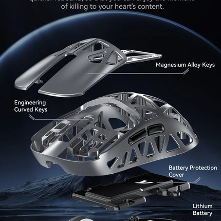 Attack Shark R2 Gaming Wireless Mouse PAW3950 8K Magnesium Alloy Lightweight Gaming Mouse Bluetooth Tri-Mode for Gaming/Office