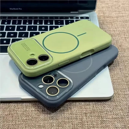 Large Window For Magsafe Phone Case For iPhone 16 15 14 17 Pro Max Acrylic Wireless Charging Shockproof Protection Phone Cover