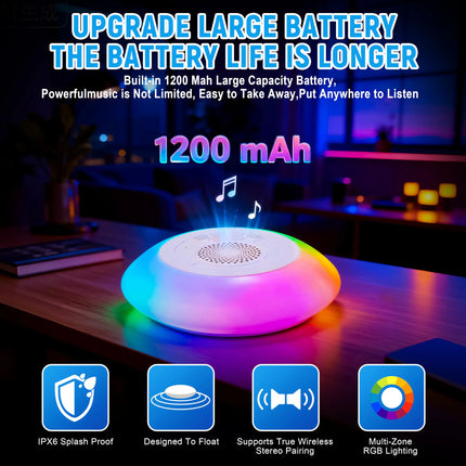 Swimming Pool Floating Bluetooth Speakers with Colorful RGB IPX7 Waterproof 5W Powerful Party Speaker Supports Connecting 20PCS