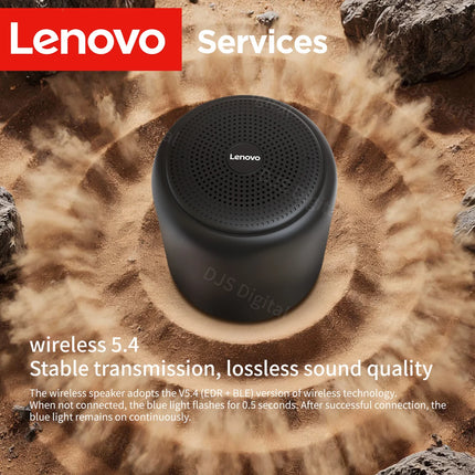 Lenovo Portable Bluetooth 5.4 Speaker, 1200mAh Battery Compact Subwoofer, IPX4 Waterproof 360° Surround Sound for Outdoor & Home