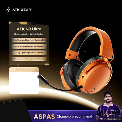 ATK Neptune N9 Pro/N9 Ultra Headphone 4 Mode Wireless Headset Low Delay ENC 1500mAh 53mm Dynamic Driver Earphone PC Accessories