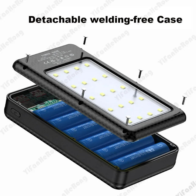 6*18650 20000mAh Power Bank Case 22.5W Fast Charging 15W Wireless Charging Mobile Power Bank Housing Battery Holder For Phone