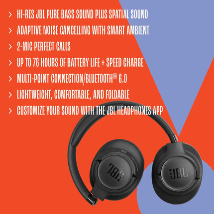 JBL Tune 780NC Wireless Over-Ear Adaptive Noise Cancelling Headphones with Powerful Hi-Res JBL Pure Bass Sound and Spatial Sound