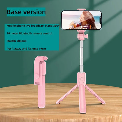 Selfie Stick Tripod Stand with Wireless Bluetooth Remote Extendable Stainless Steel Rod for iPhone Mobile Phones Live Streaming