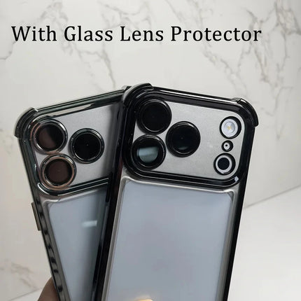 Fashion Transparent Four Corners Shockproof Phone Case for IPhone 17Air 17 13 12 11 Pro Max 16 15 14 Plus with Wrist Strap Cover