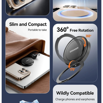 Essager Magnetic Wireless Charger With Holder 15W Fast Charging For iPhone16 15 14 13Pro Max Airpods Mini Wireless Phone Charger