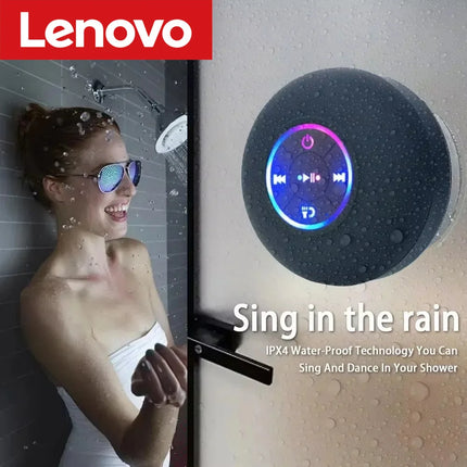 Lenovo Wall Speaker Portable Bluetooth Audio Ipx4 Waterproof Led Lights Bathroom Outdoor Large Suction Cup Can Be Adsorbed
