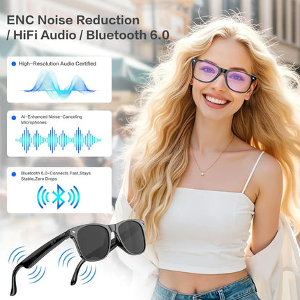 AI smart glasses, support 164 language translation, Bluetooth, anti-blue  ultraviolet, 7-day standby, waterproof, wireless music