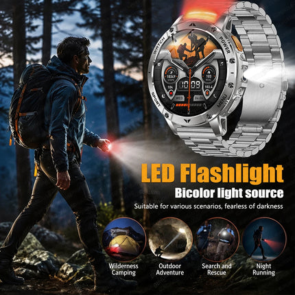 2026New Military Bluetooth call Smartwatch Men 1.7 inches Sapphire glass 1400mAh Battery 5ATM Waterproof Flashlight Sports Watch